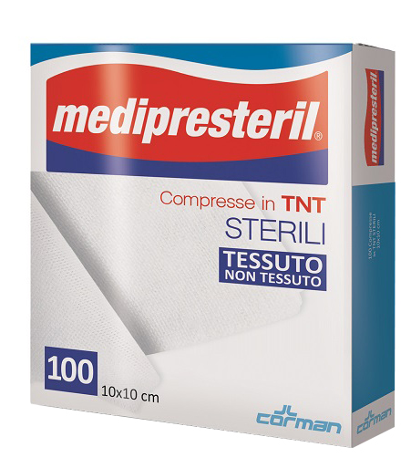 GARZA COMPRESSA MEDIPRESTERIL TNT 10X10CM 100 PEZZI - Farmadillo
