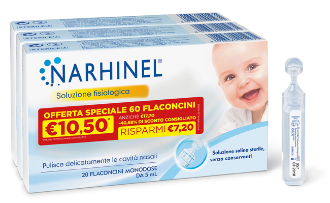 SOLUZIONE FISIOLOGICA NARHINEL 3 PACK PROMO 2022 DA 20 FLACONCINI DA 5 ML - Farmadillo