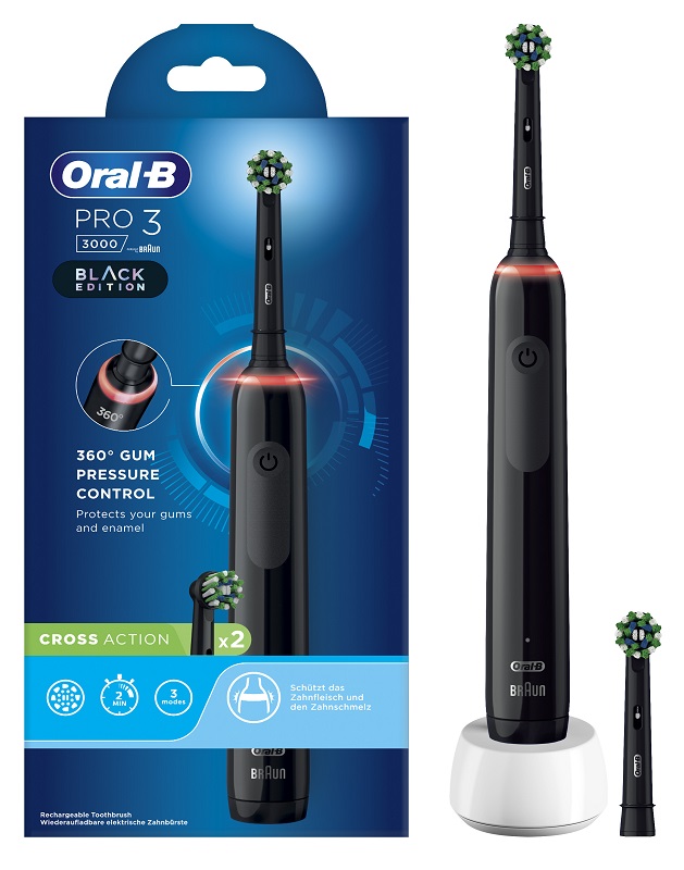 ORAL-B PRO 3 BLACK SPAZZOLINO ELETTRICO + 2 REFILL - Farmadillo