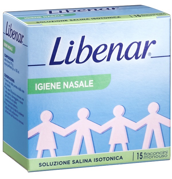 SOLUZIONE SALINA ISOTONICA 0,9% LIBENAR PER IGIENE NASALE 15 FLACONCINI MONOUSO X 5 ML - Farmadillo
