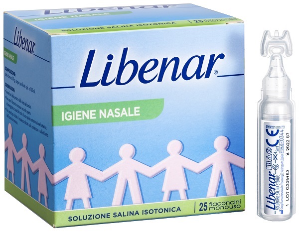 SOLUZIONE SALINA ISOTONICA 0,9% LIBENAR PER IGIENE NASALE 25 FLACONCINI MONOUSO X 5 ML - Farmadillo
