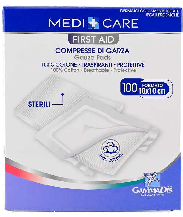 GARZA MEDICARE COTONE 10X10 CM 100 PEZZI - Farmadillo
