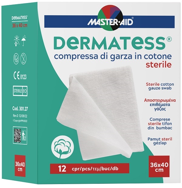 GARZA COMPRESSA DERMATESS IN COTONE 36X40CM 12 PEZZI - Farmadillo