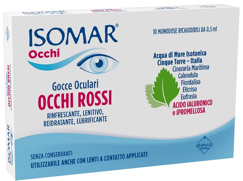 ISOMAR OCCHI ROSSI GOCCE OCULARI ACIDO IALURONICO 0,20% 10 FLACONCINI - Farmadillo