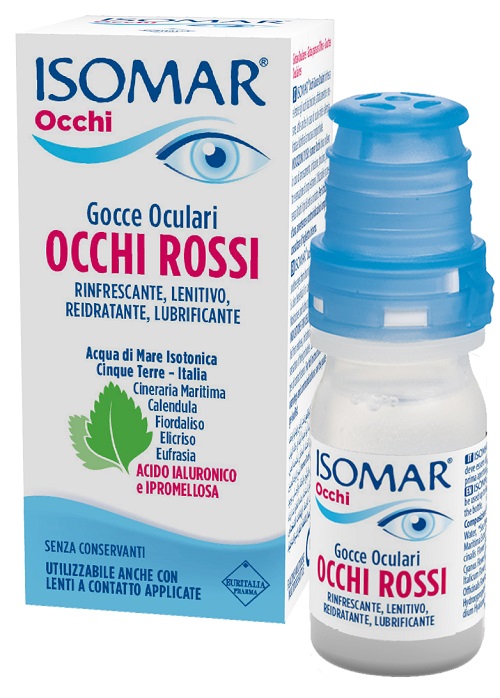 ISOMAR OCCHI ROSSI GOCCE OCULARI ACIDO IALURONICO 0,20% 10 ML - Farmadillo