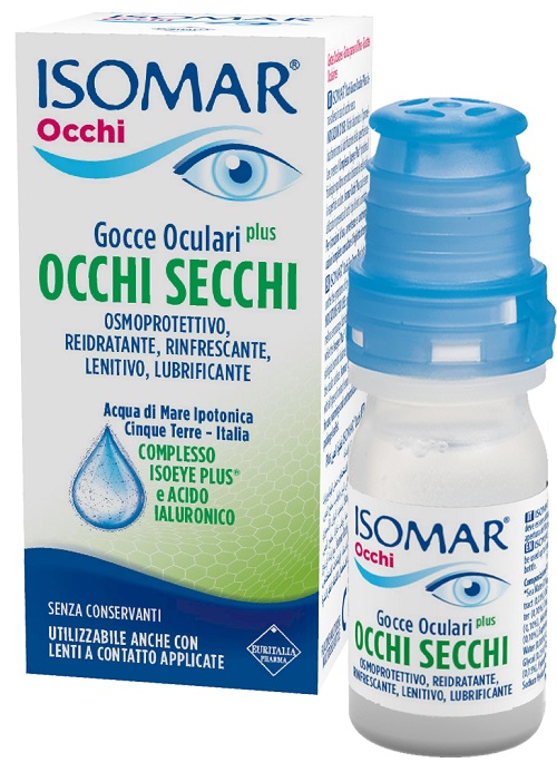 ISOMAR OCCHI SECCHI PLUS GOCCE OCULARI ACIDO IALURONICO 0,20% 10 ML - Farmadillo